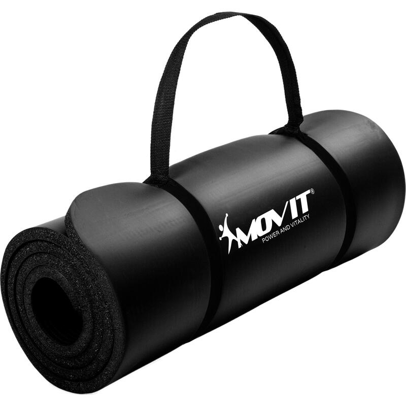 Covoras de gimnastica MOVIT®, 183 x 60 x1,0 cm, negru