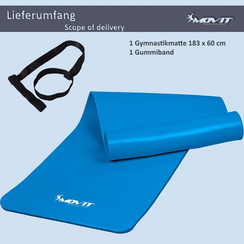 Covoras de gimnastica, MOVIT®, 183 x 60 x 1,0 cm, albastru deschis