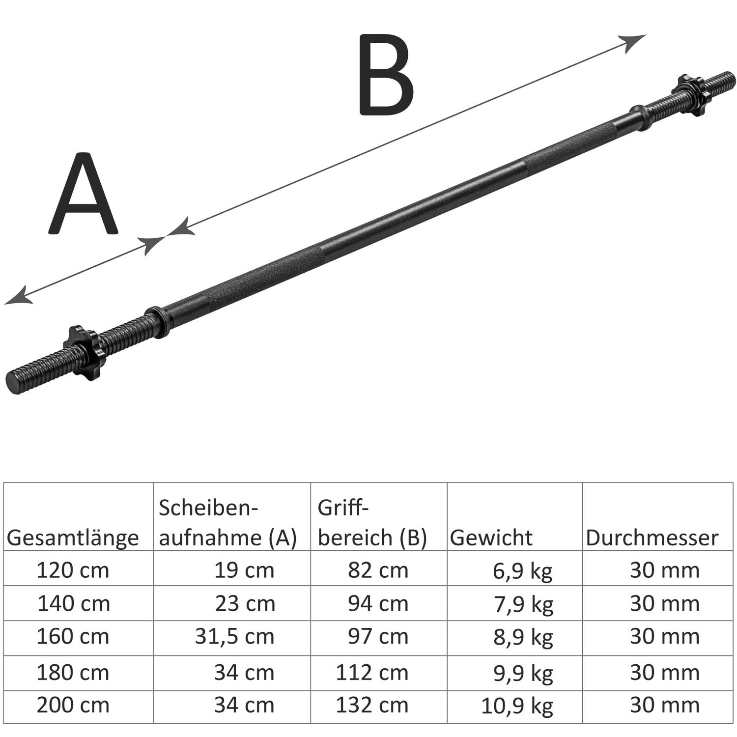 MOVIT® 160 cm ocelová činka s hvězdicovými uzávěry 4/4