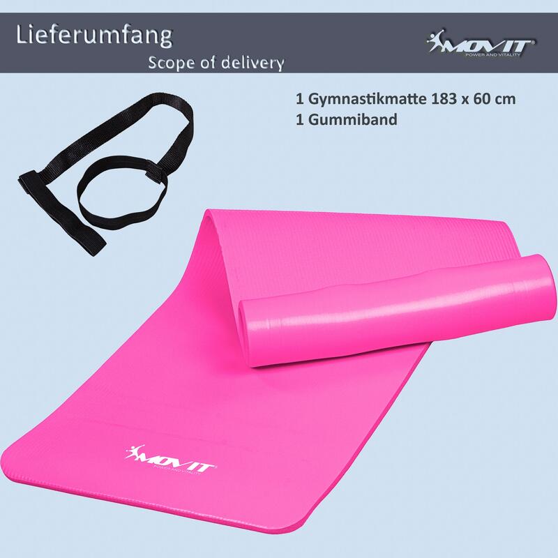 Covoras de gimnastica, MOVIT®, 183 x 60 x1,0 cm, roz