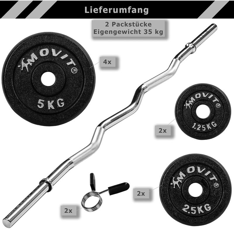 Gantera profesionala MOVIT®, 35 kg, inchidere cu cleme