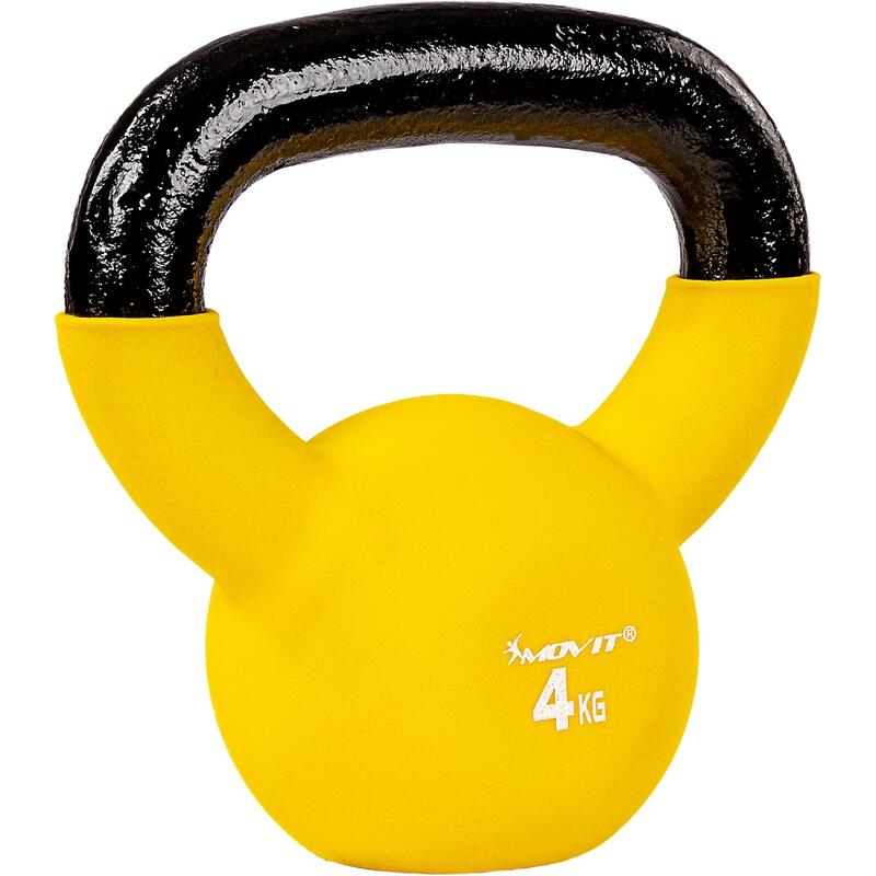 Kettlebell profesional, MOVIT®, 4 kg, fonta, galben