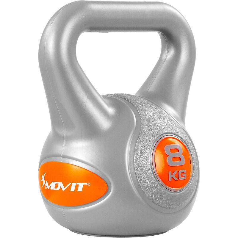 Kettlebell, MOVIT®, 8 kg, gri/portocaliu