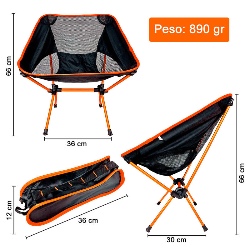 Silla de camping portátil ultraligera con funda de transporte