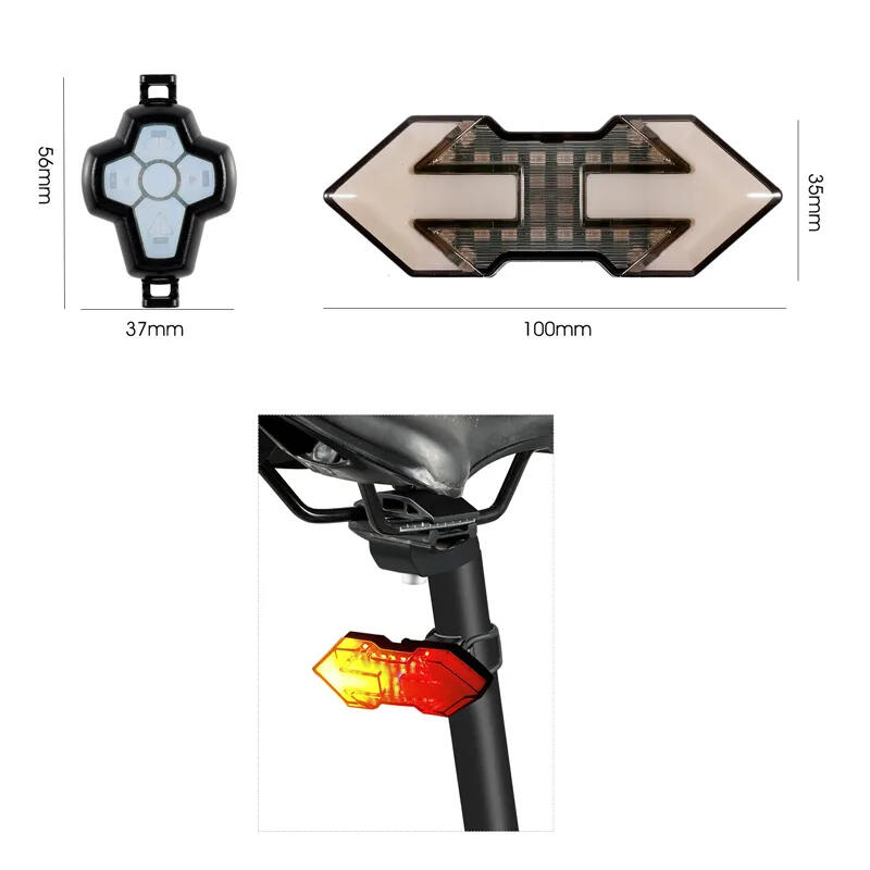 Stop spate bicicleta LED, 5 moduri iluminare, telecomanda, claxon, incarcare USB