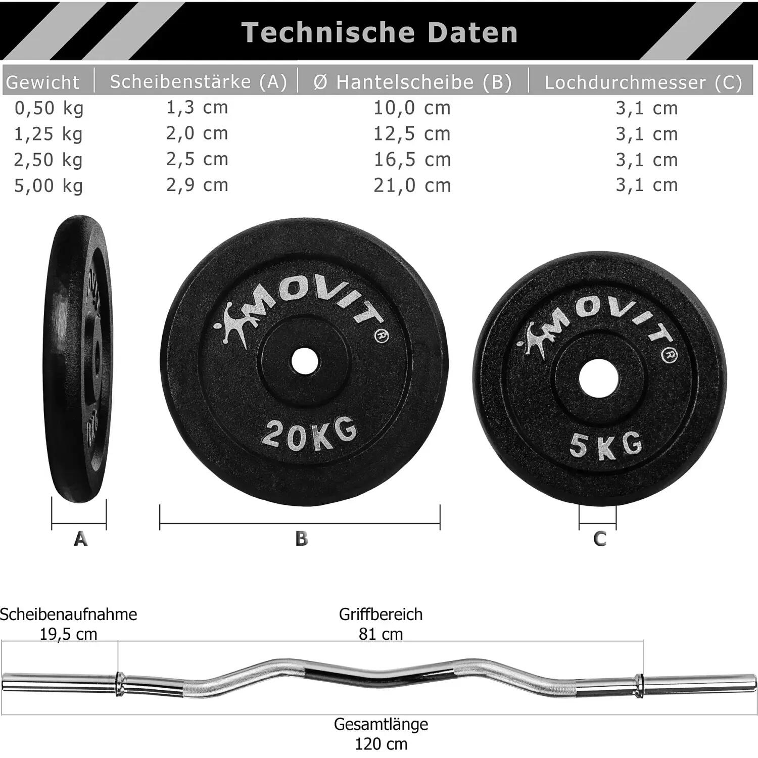 Gantera MOVIT®, greutate 26 Kg, fonta 3/7
