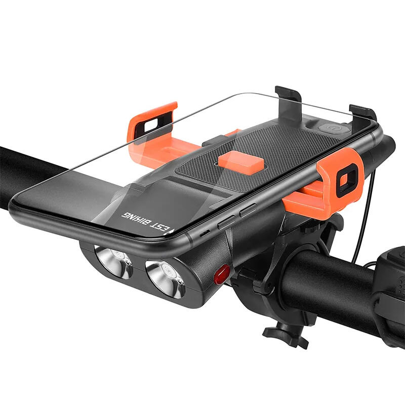 Far bicicleta multifunctional LED, dublu, 5 functii, suport telefon, claxon, USB