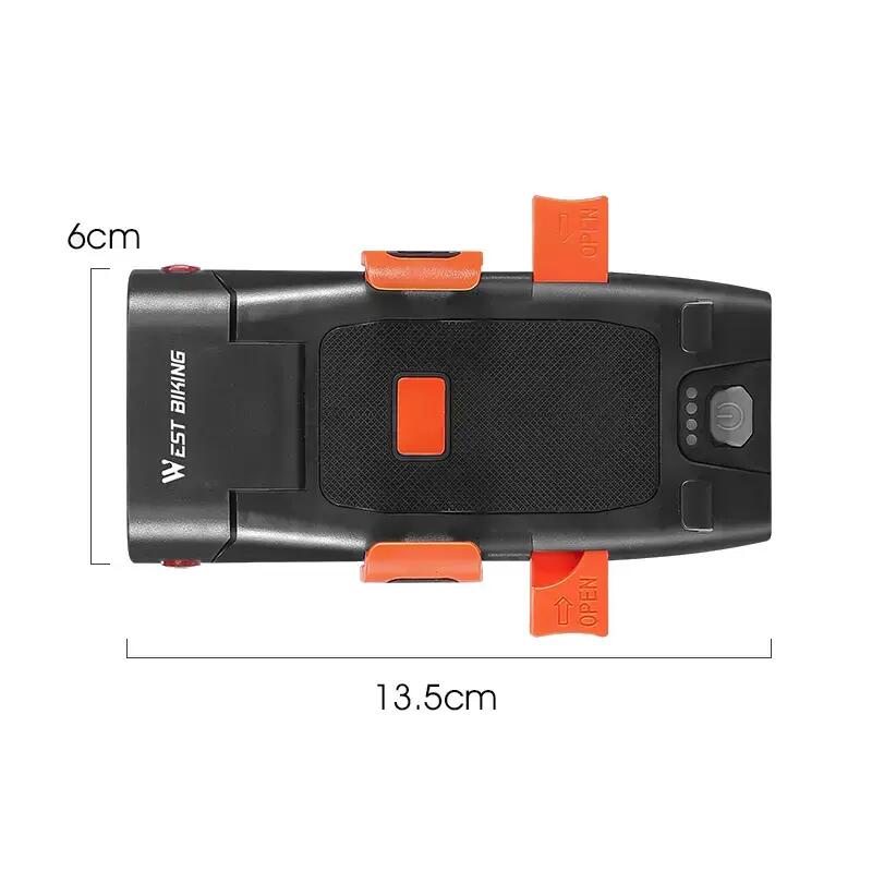 Far bicicleta multifunctional LED, dublu, 5 functii, suport telefon, claxon, USB 5/5