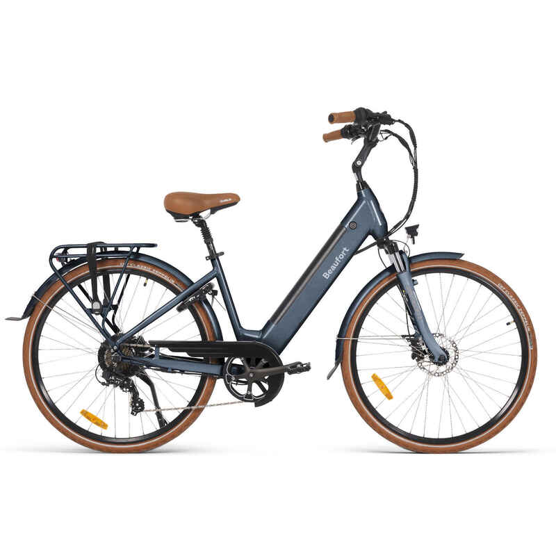 Damen-Elektrofahrrad, Britt, 44 cm, 7 Sp, 10,4 Ah, Rackley grau