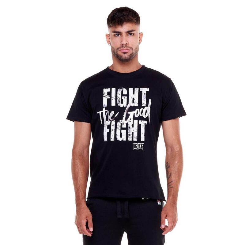 Sportief heren-T-shirt met "The good fight"-print
