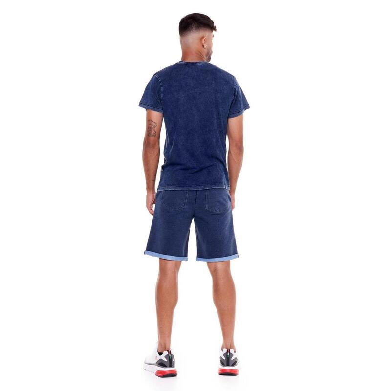 T-shirt homme denim délavé indigo