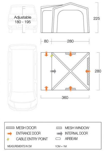 Vango Agora Air VW Drive Away Awning - Sentinel Sport - Shadow Grey 2/7