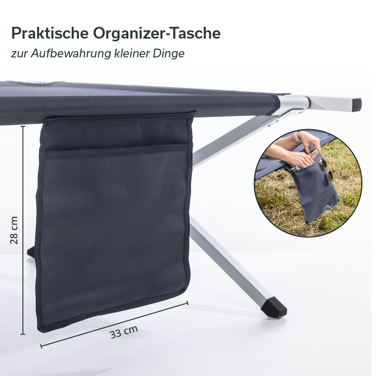 Lettino Pieghevole Da Campeggio Megashopitalia - Brandina XL Con Borsa, Acciaio, Blu - Foto 9