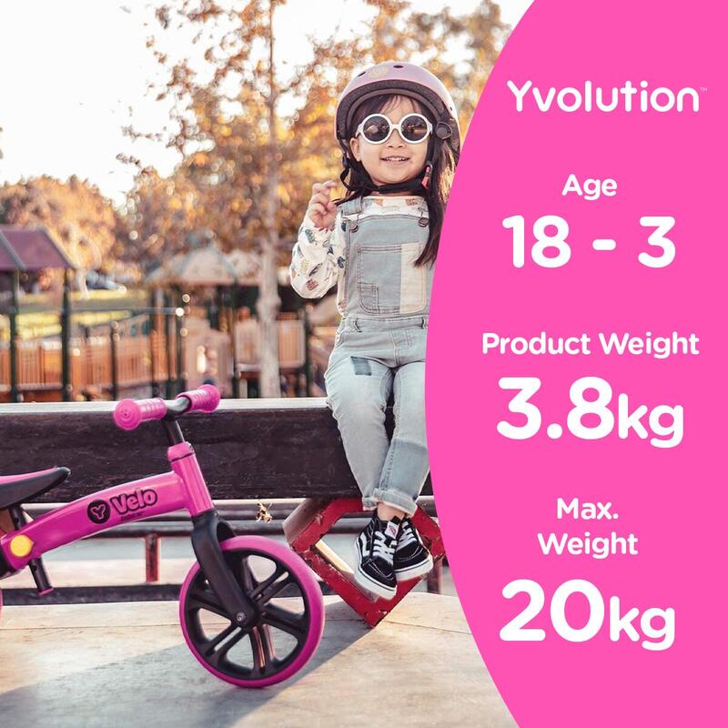 Bicicletta equilibrio, bambino/bambina, Yvelo Junior, rosa