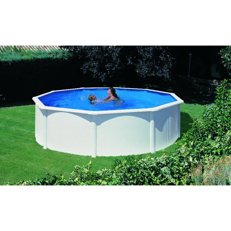 Piscina desmontável redonda Ø 300cm e altura 120cm em aço branco GRE Fidji