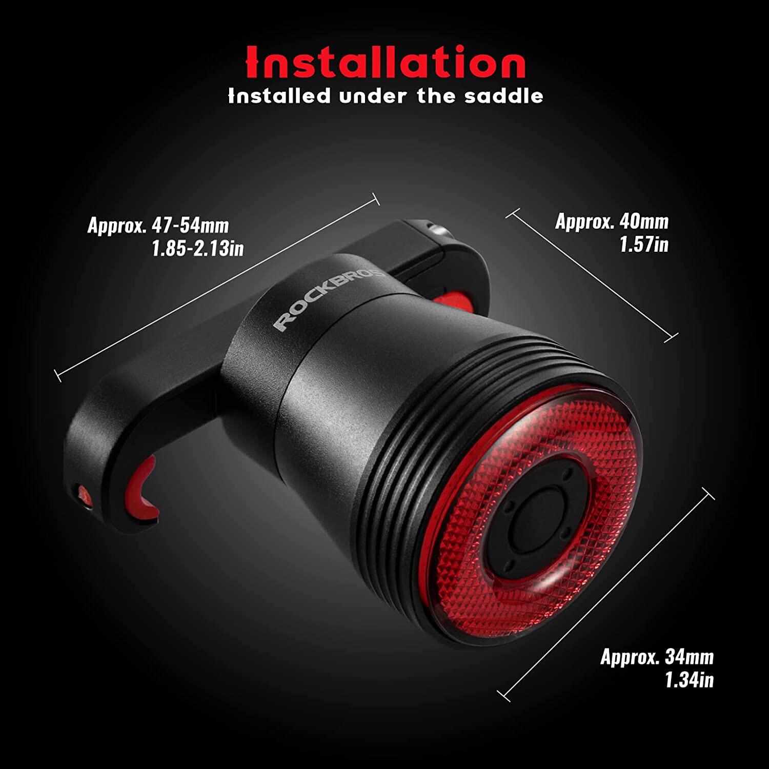Feu Arrière Vélo Intelligent Rechargeble 60 Lumens 4 Modes IP65 7/7