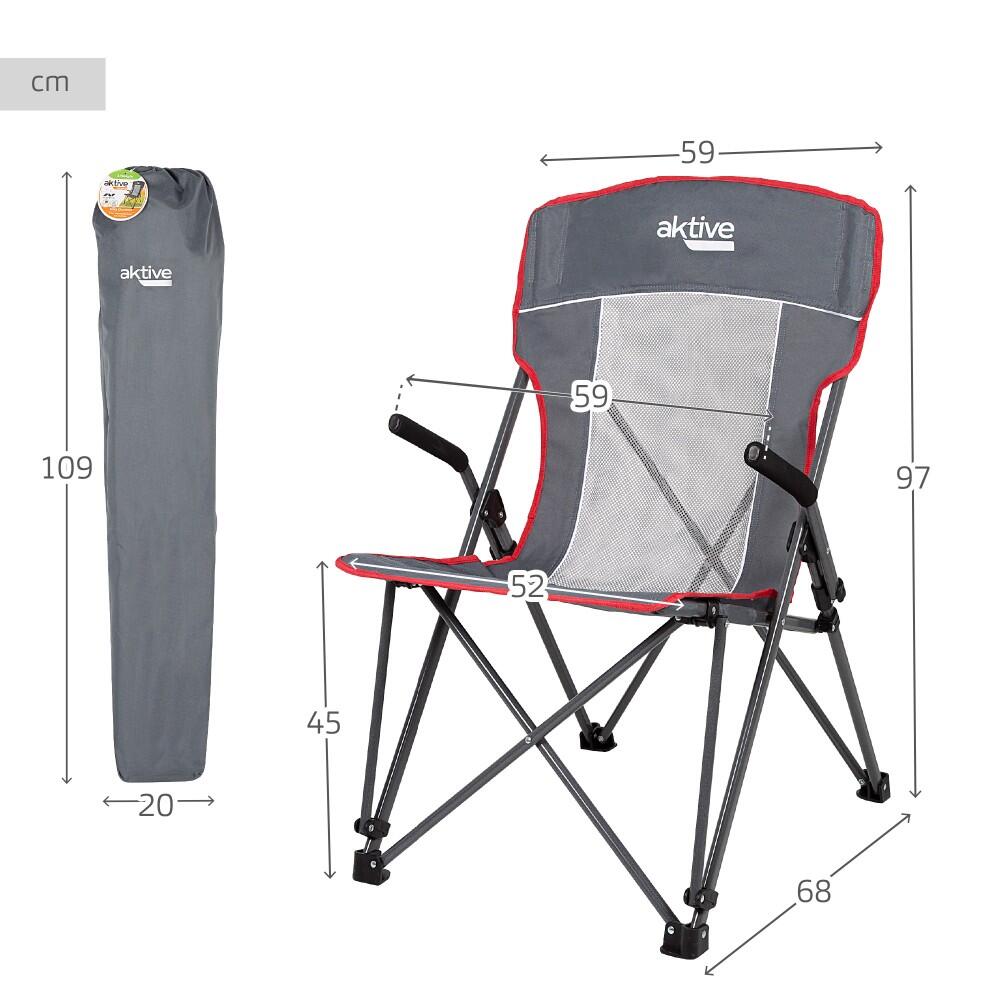 Pack da 2 sedie da campeggio pieghevoli grigie con braccioli rimovibili Aktive 4/7