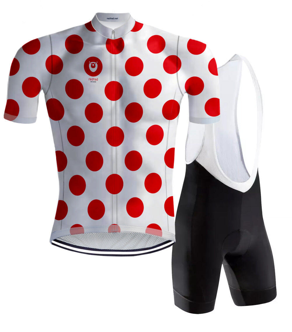 REDTED Retro Wielertenue Bolletjestrui - REDTED