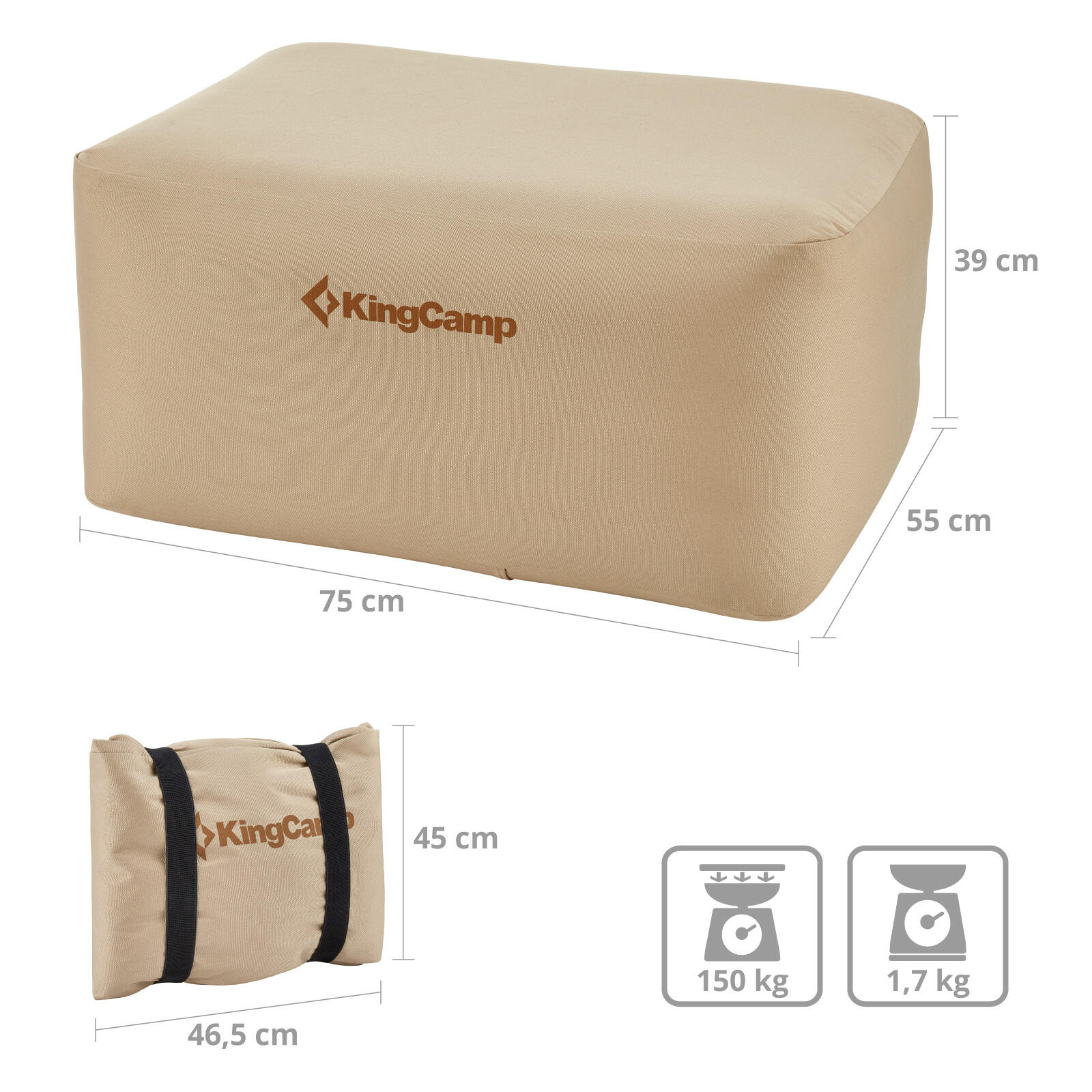 Tabouret de camping siège Gonflable Air Cube Jardin Meuble 2/5