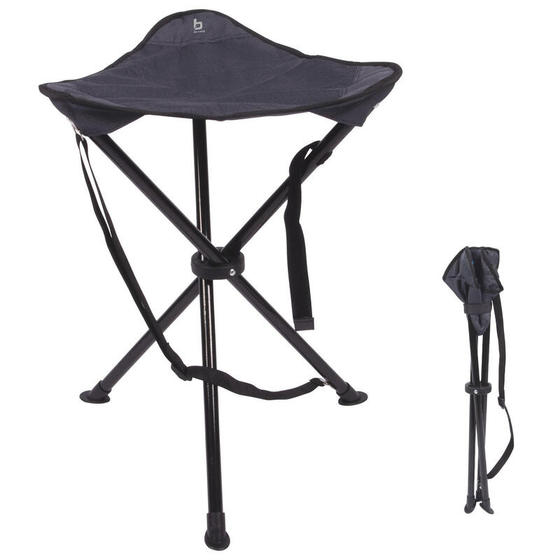 Trípode XL alto taburete plegable camping 3 patas pesca acero 100 kg