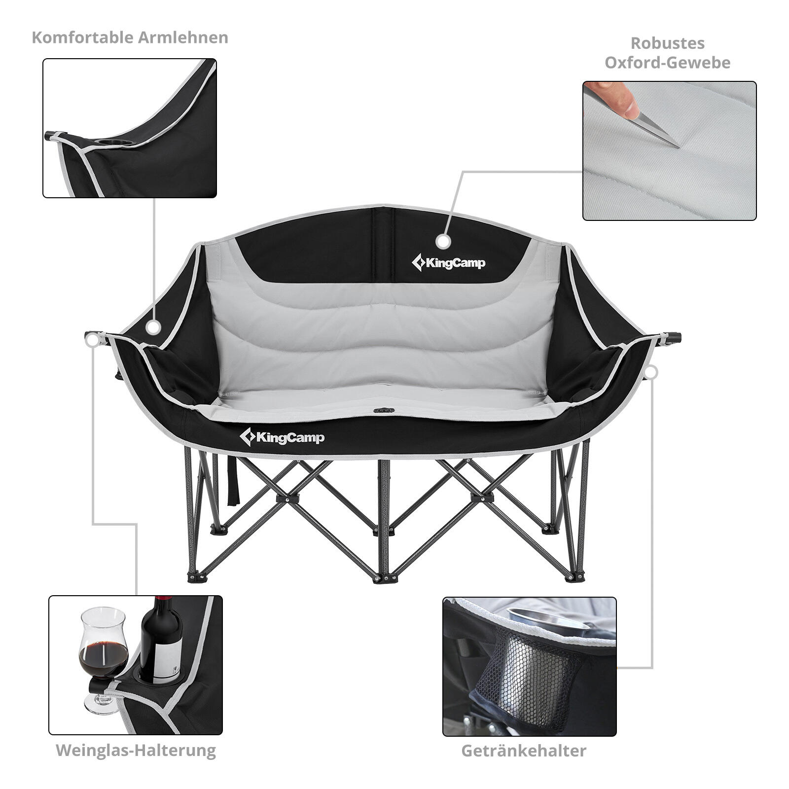 Canapé de camping Duo Deluxe Double Lounge 2 personnes Chaise pliante 6/7