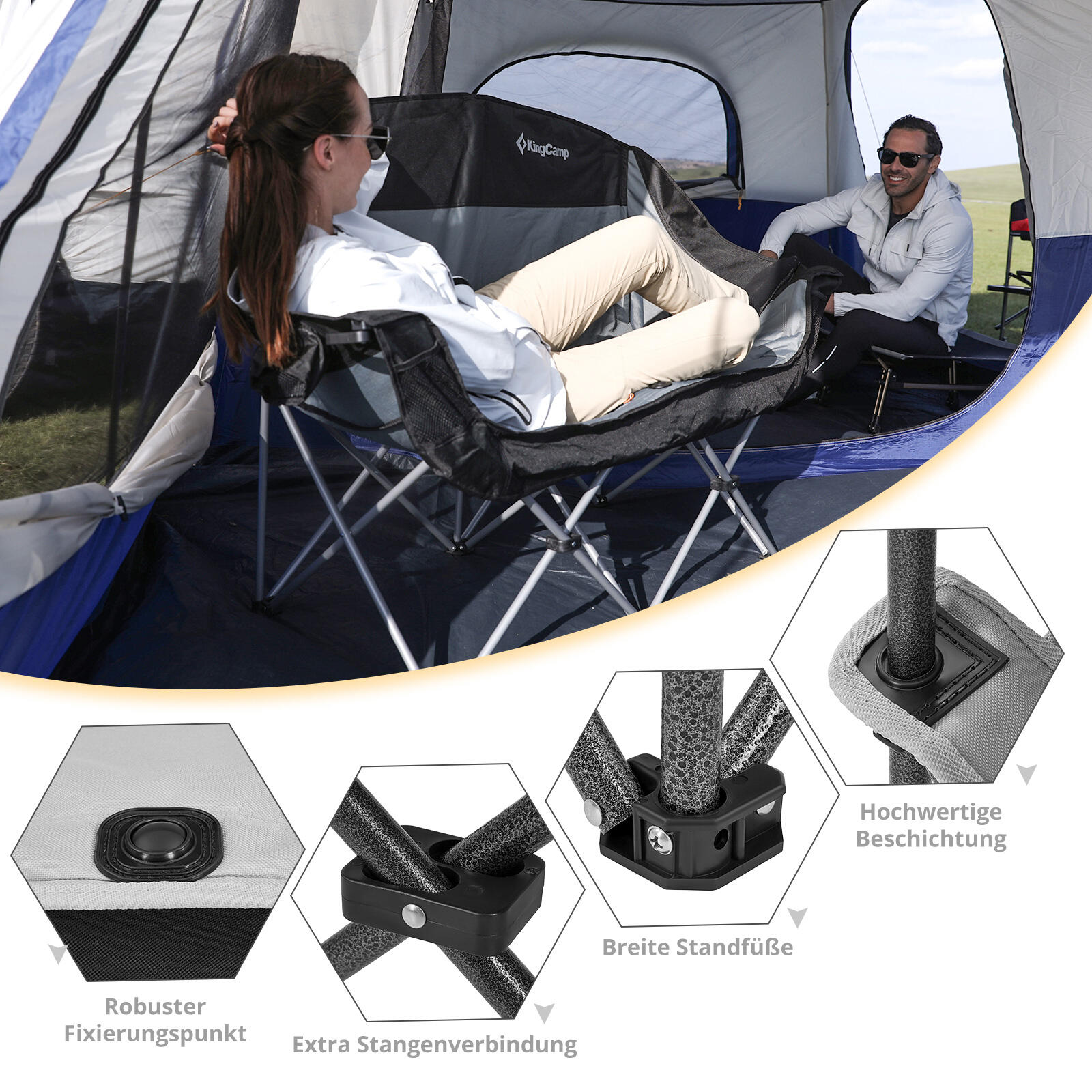 Canapé de camping Duo Deluxe Double Lounge 2 personnes Chaise pliante 7/7