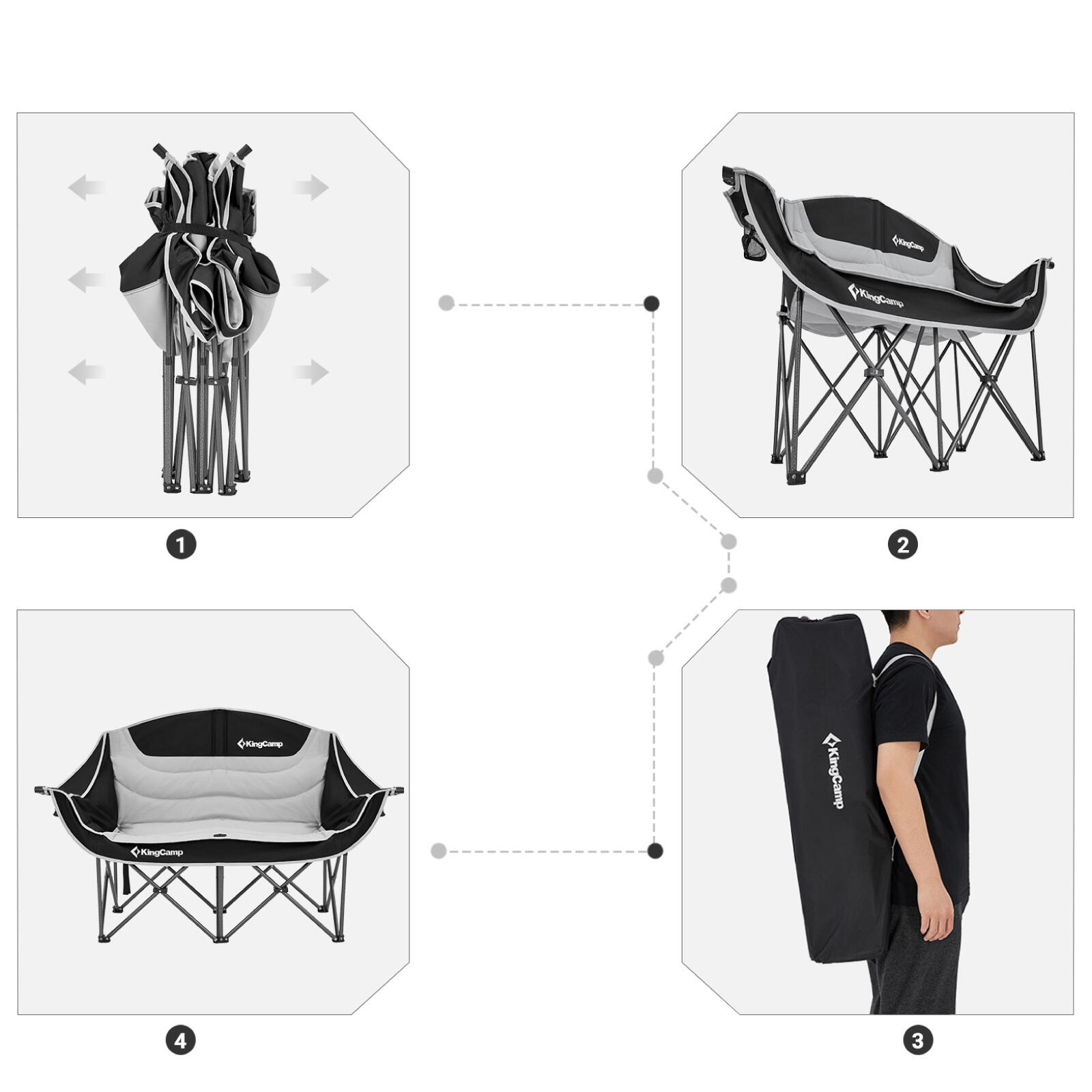 Canapé de camping Duo Deluxe Double Lounge 2 personnes Chaise pliante 3/7