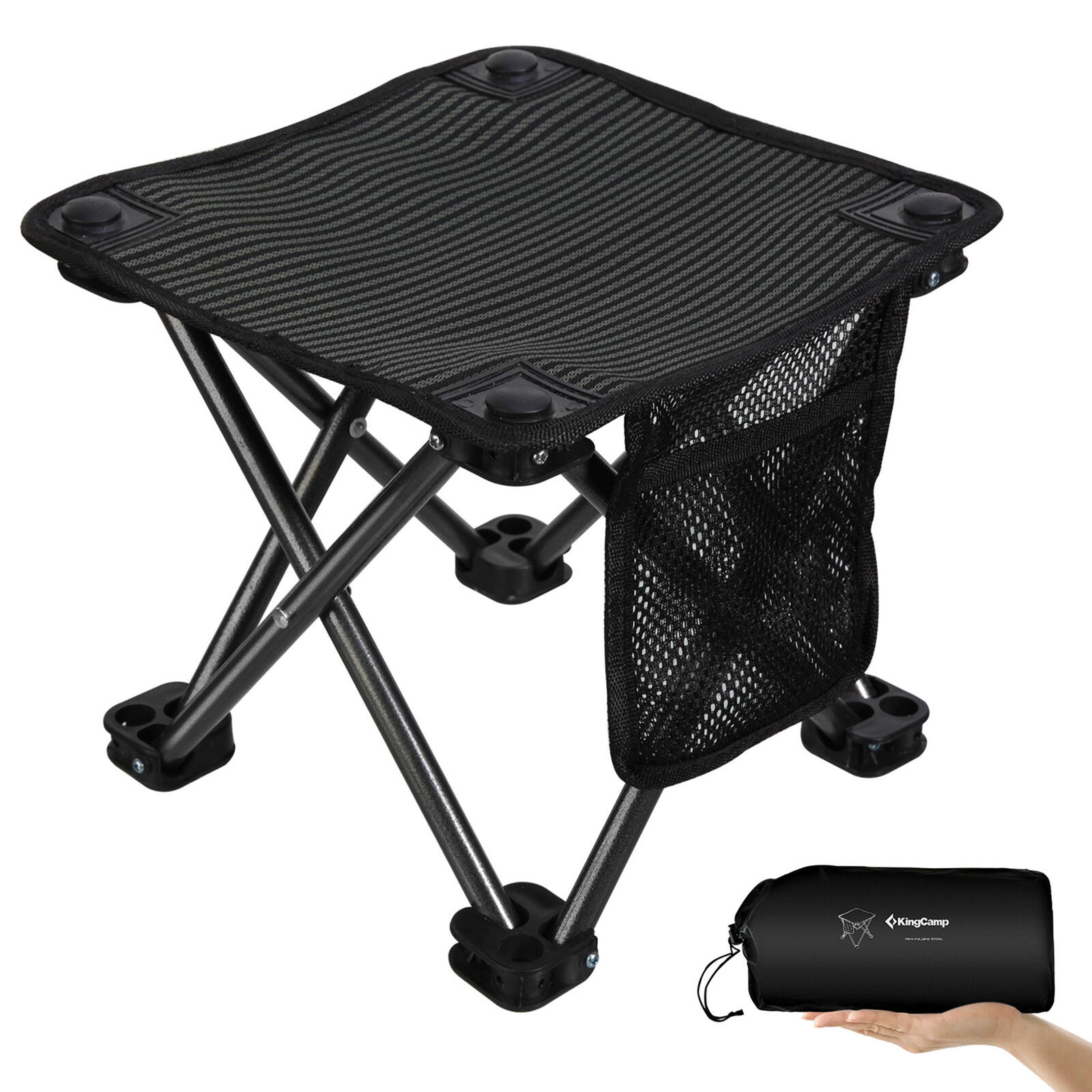 Kingcamp - Mini Tabouret De Camping Pliant Pêche Siège 650 G Acier 150kg - Tabouret - Noir - Taille Unique - Decathlon
