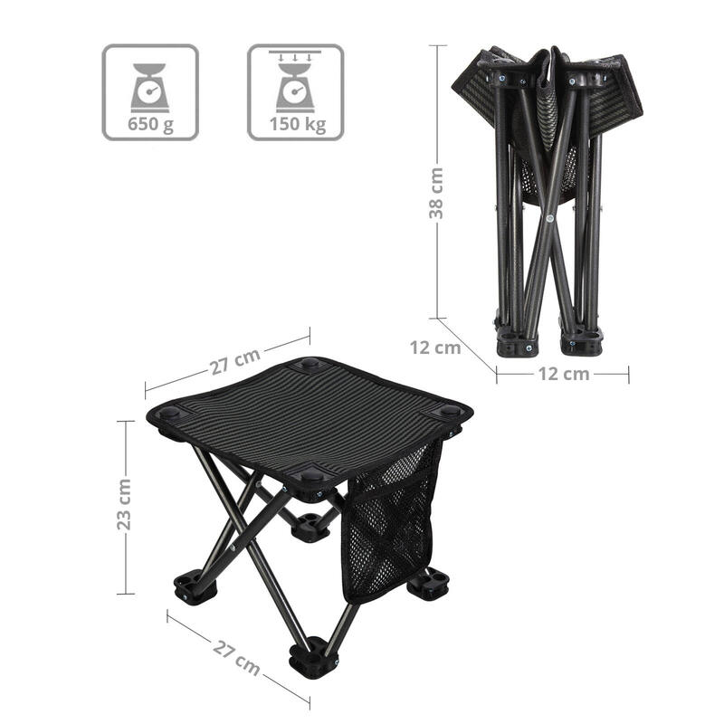 Uquip Trinity M – Mini Tabouret Camping 3 Pieds Ultra Léger 250g – Charge 150 Kg – Idéal Randonnée, Pêche, Festival