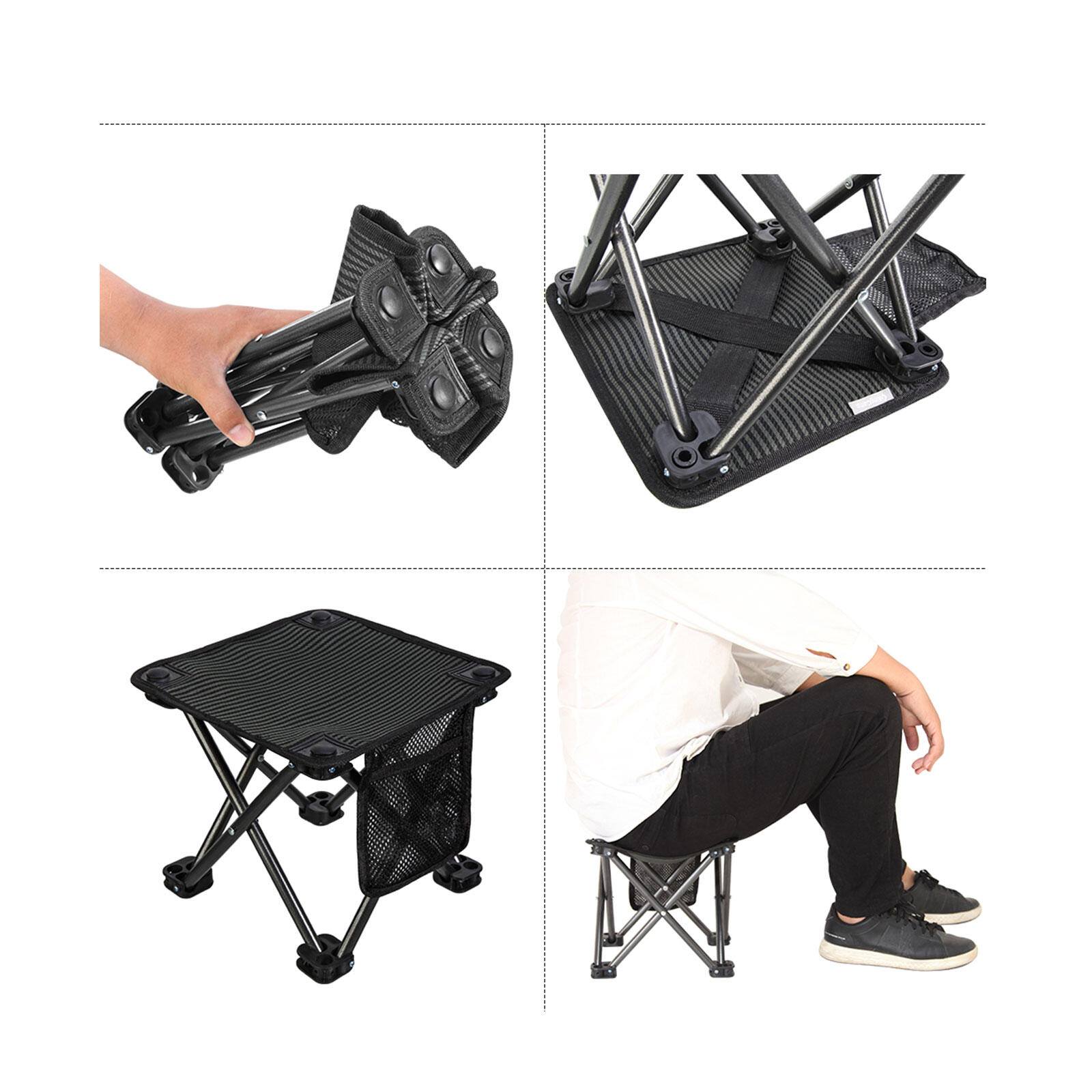 Mini taburete camping plegable Asiento pesca 650 g acero 150kg 5/6