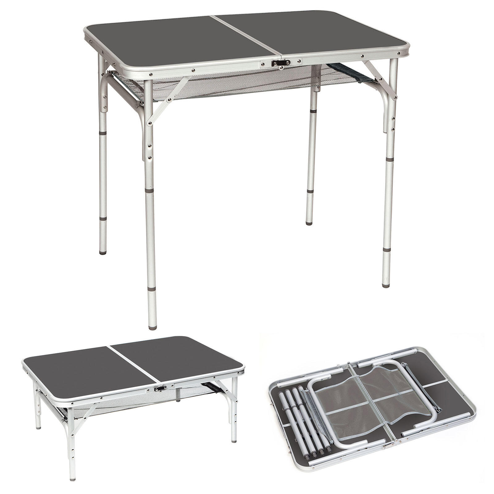 Bo-camp - Table De Camping Pliante Service Valise 4 Hauteurs Alu - Table De Camping - Gris|noir - Taille Unique - Decathlon