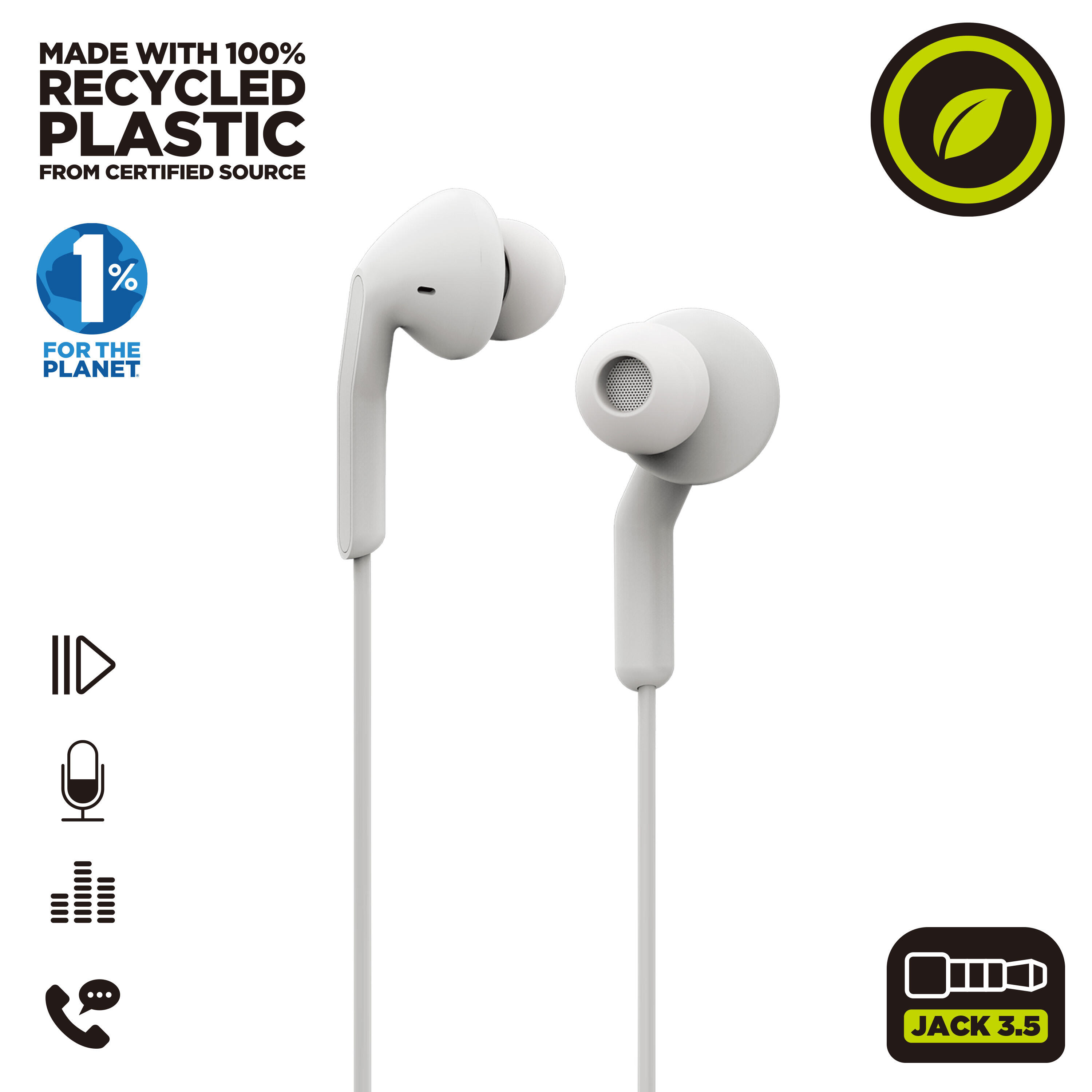 muvit for change auriculares estéreo E57 3.5mm blancos 3/5