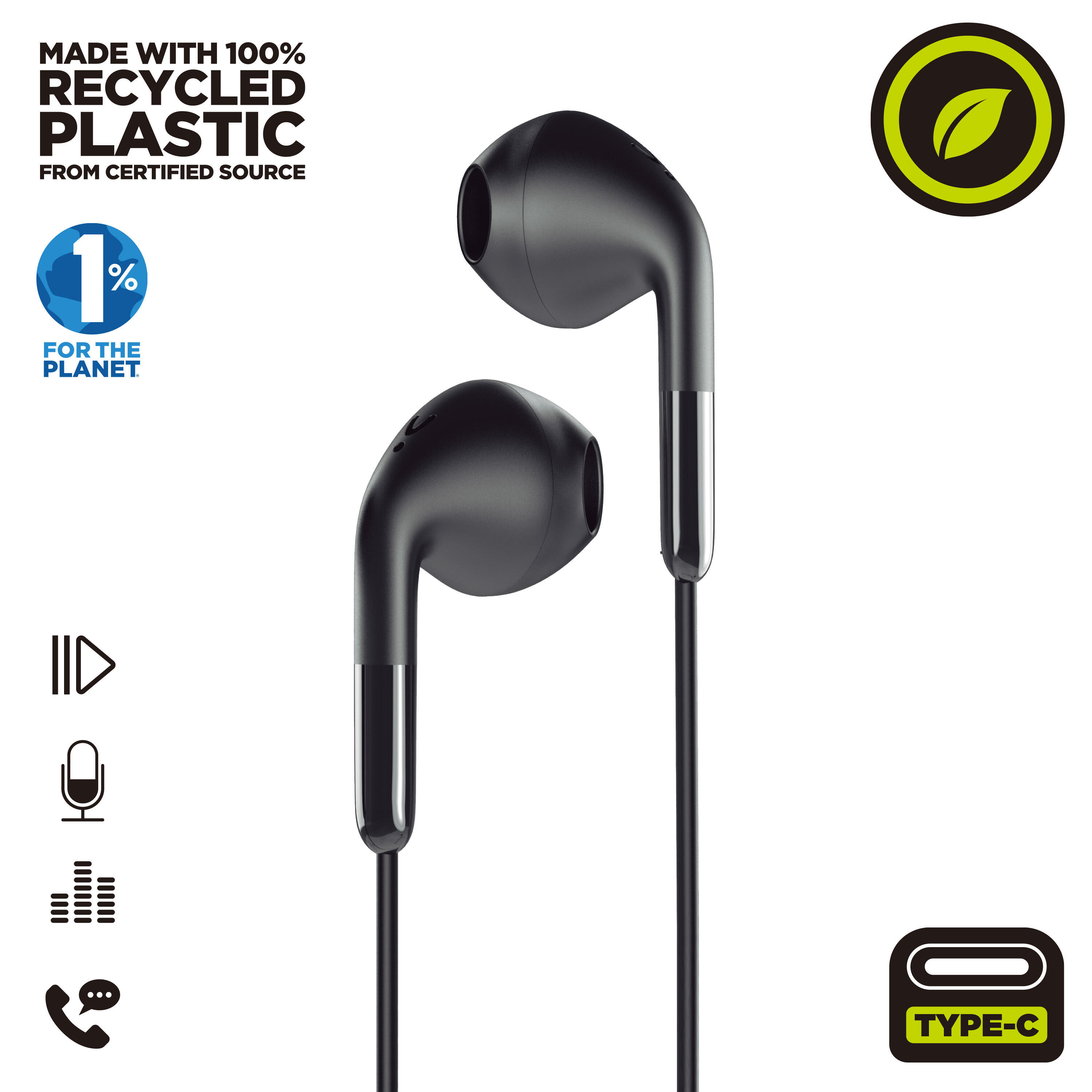 muvit for charge auriculares estéreo E58 Tipo C negros 2/5