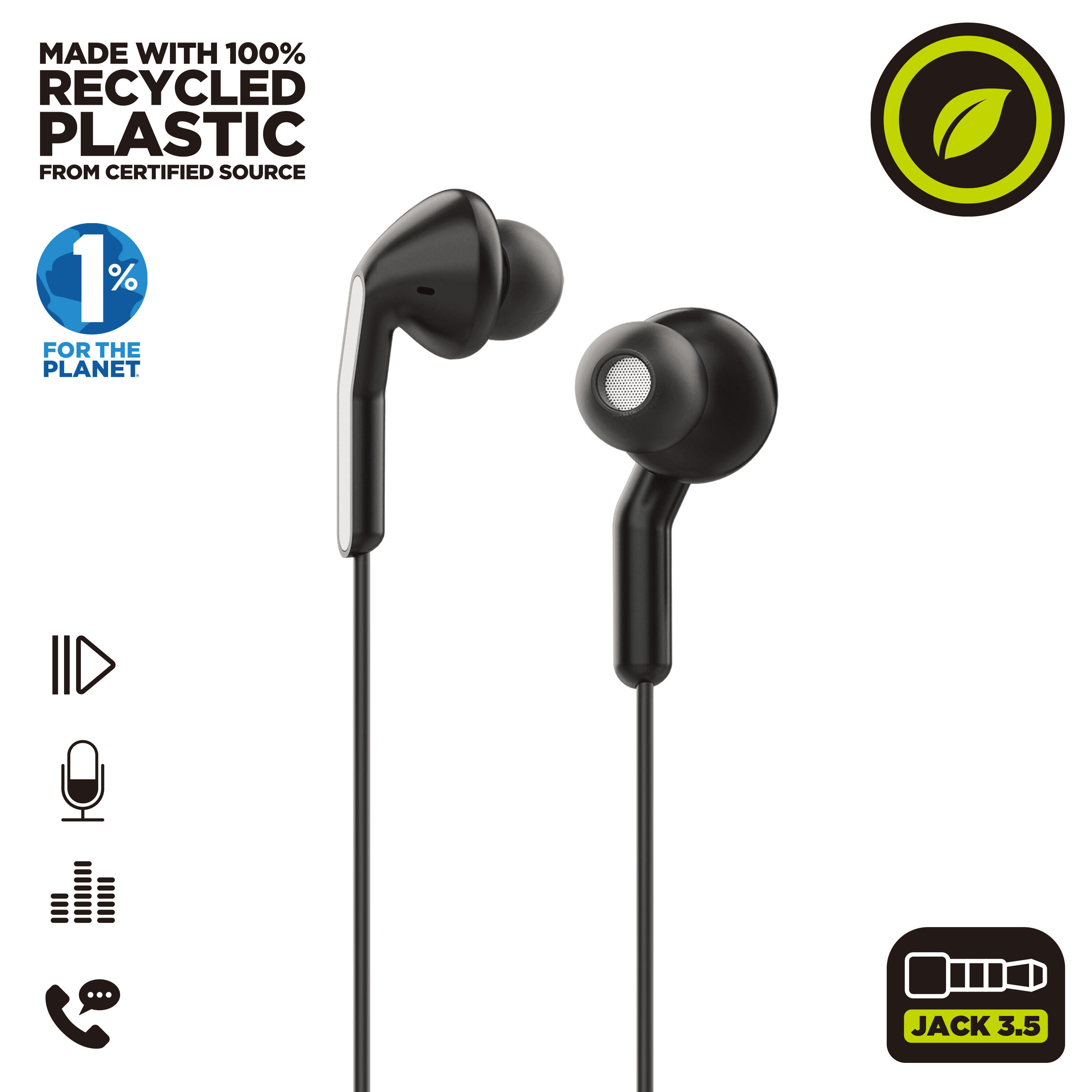 muvit for change auriculares estéreo E57 3.5mm negro 3/5