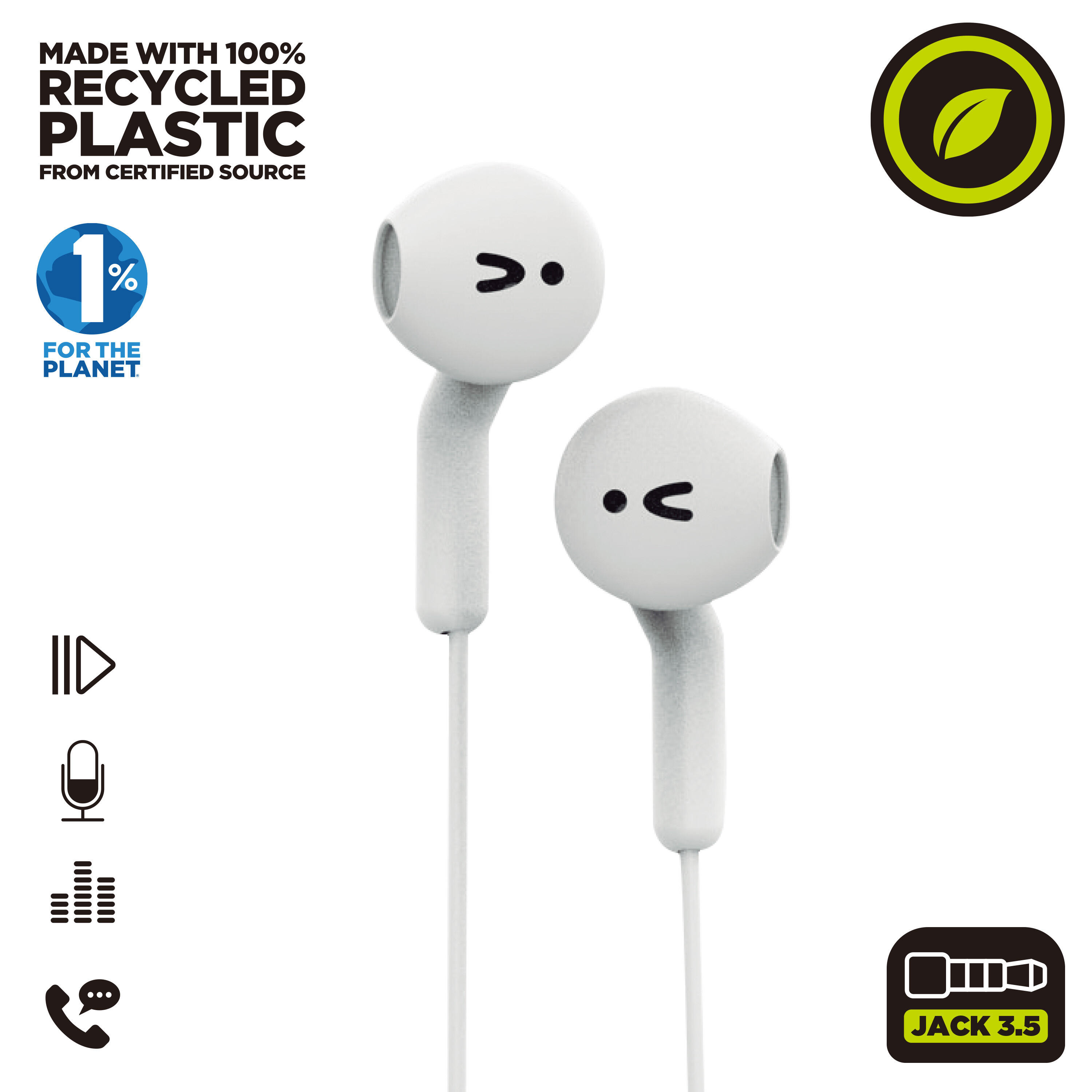 muvit for change auriculares estéreo E56 3.5mm blancos 3/5