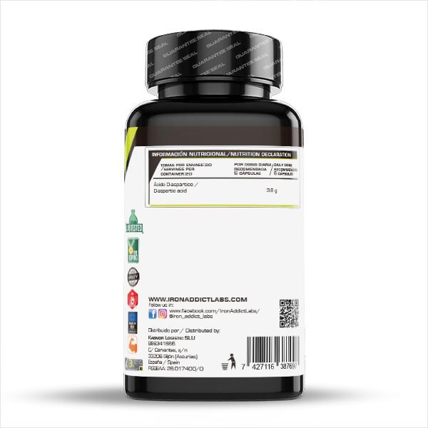 Daa (aspartic acid) - 120 vegetable capsules de Iron Addict Labs 2/5