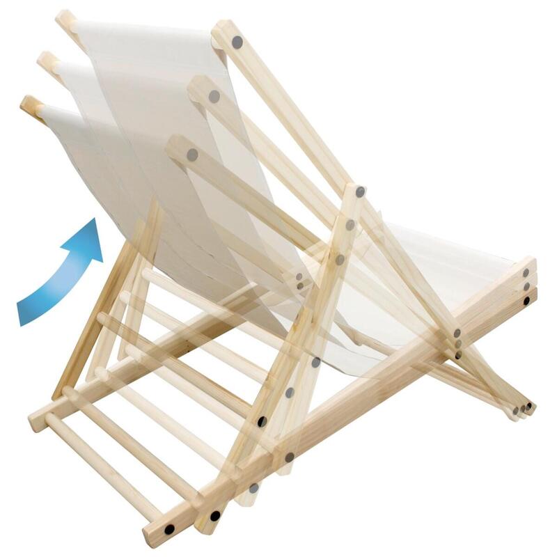 Opklapbare houten ligstoel 3 ligposities tot 120 kg Beige