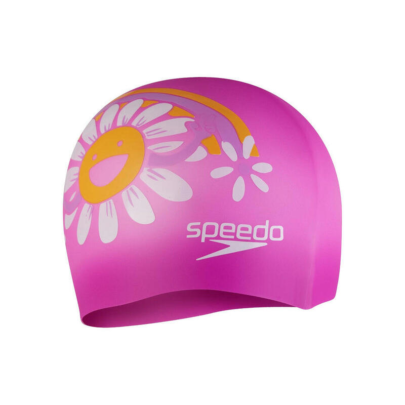 Touca de natação de silicone com impressão de slogan Speedo Junior