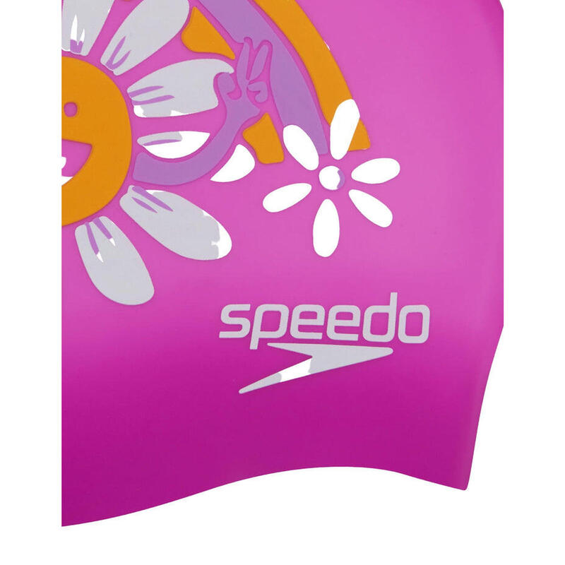 Touca de natação de silicone com impressão de slogan Speedo Junior