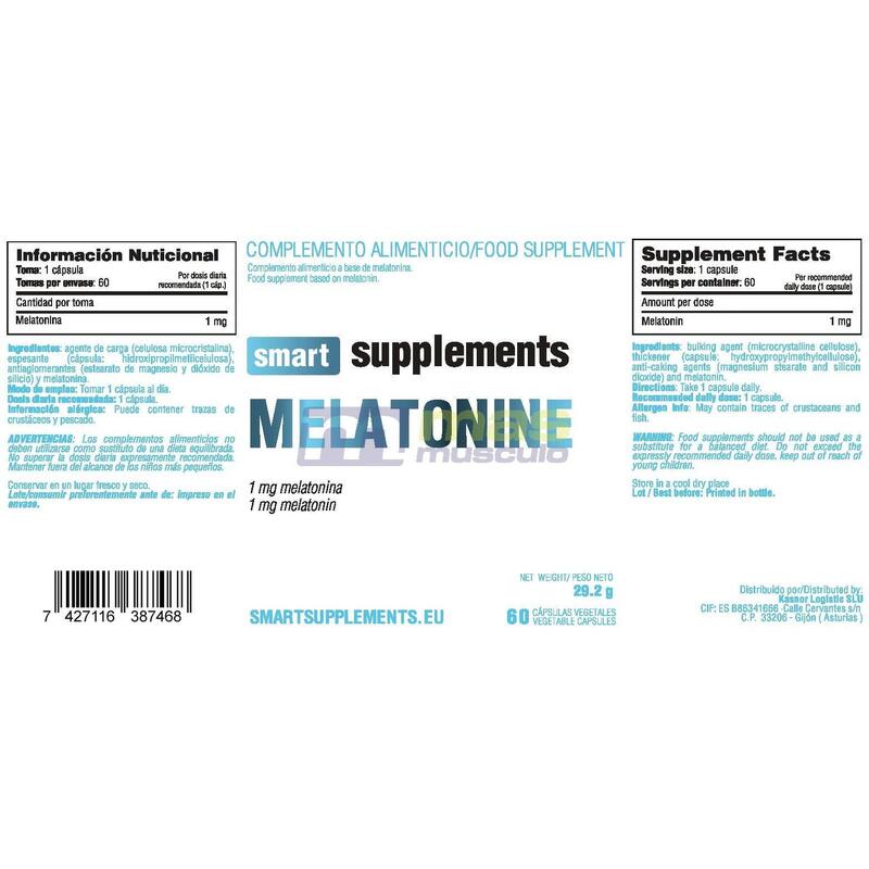 Melatonina - 60 Cápsulas Vegetales de Smart Supplements