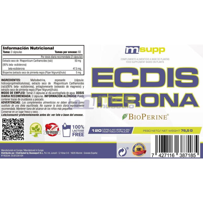 Ecdysterone (Ecdisterona) - 120 Cápsulas Vegetales de MM Supplements