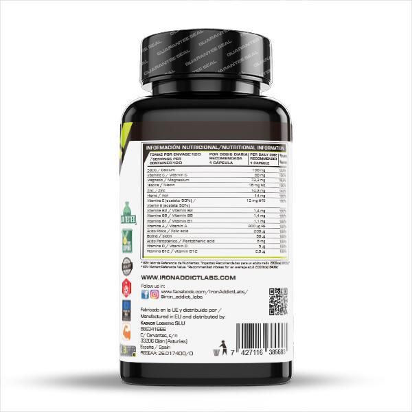 Multi Vitaminas - 120 Cápsulas Vegetales de Iron Addict Labs