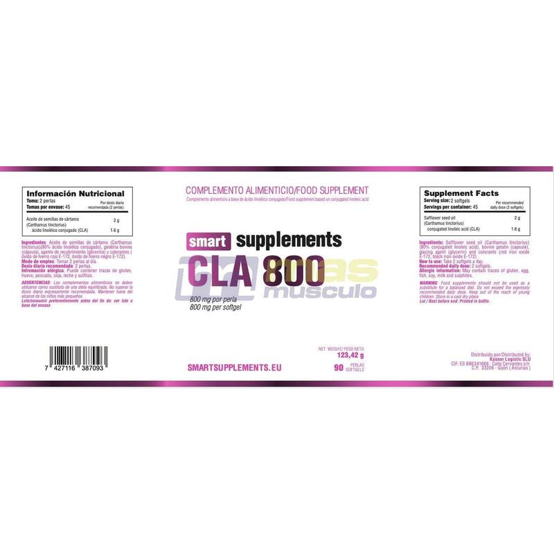 CLA 800mg - 90 Softgels de Smart Supplements