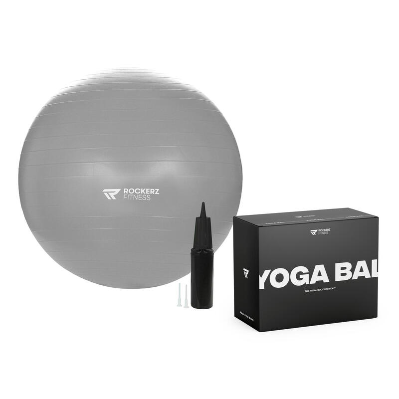 Fitnessbal - Yoga bal - Gymbal - Zitbal - 75 cm - Kleur: Grijs
