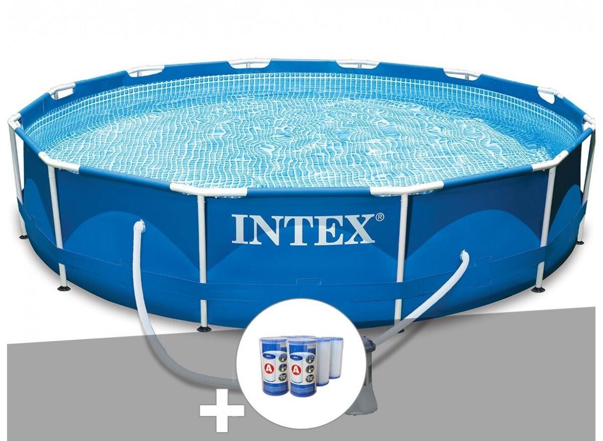 Kit piscine tubulaire  Metal Frame ronde 3,66 x 0,76 m + 6 cartouches de 2/2