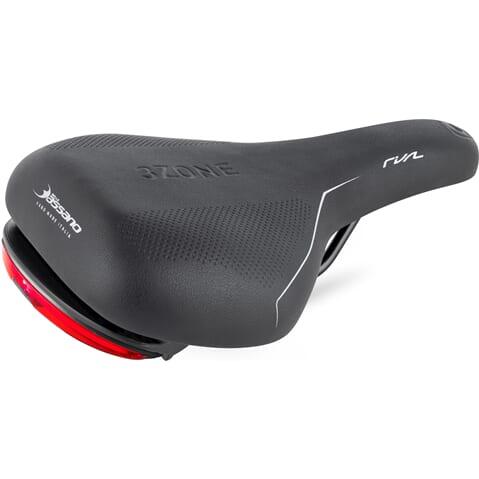 Selle vélo Rivale 3zone Sport noire + feu arrière 2/3