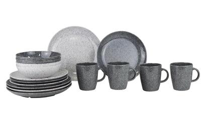 Solid line - servies - graniet - grijs - 16 stuks