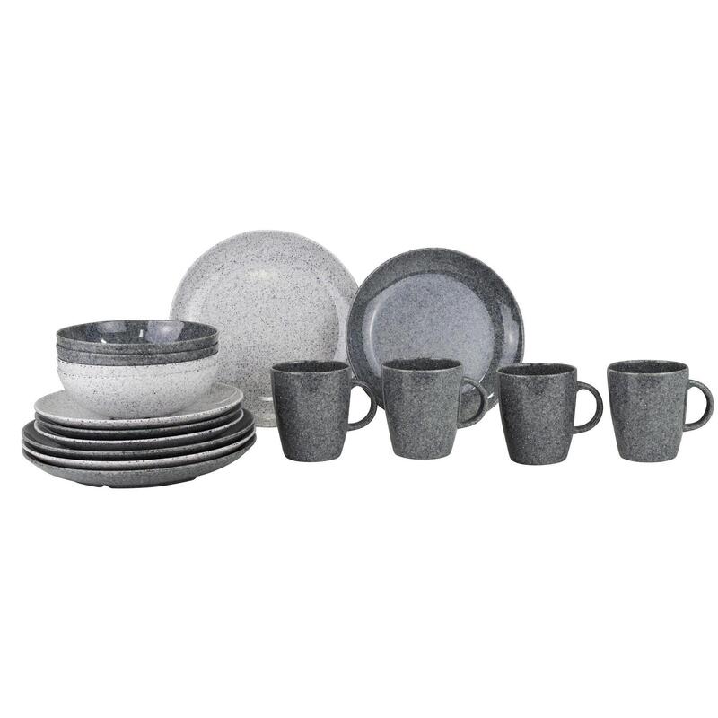 Solid Line - Servies - Graniet - Grijs - 16 stuks