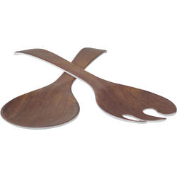 Couverts à salade en mélamine, blanc/aspect bois