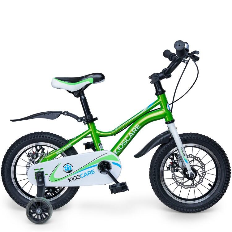 Bicicleta pentru copii 3-6 ani HappyCycles KidsCare, roti 14 inch, verde